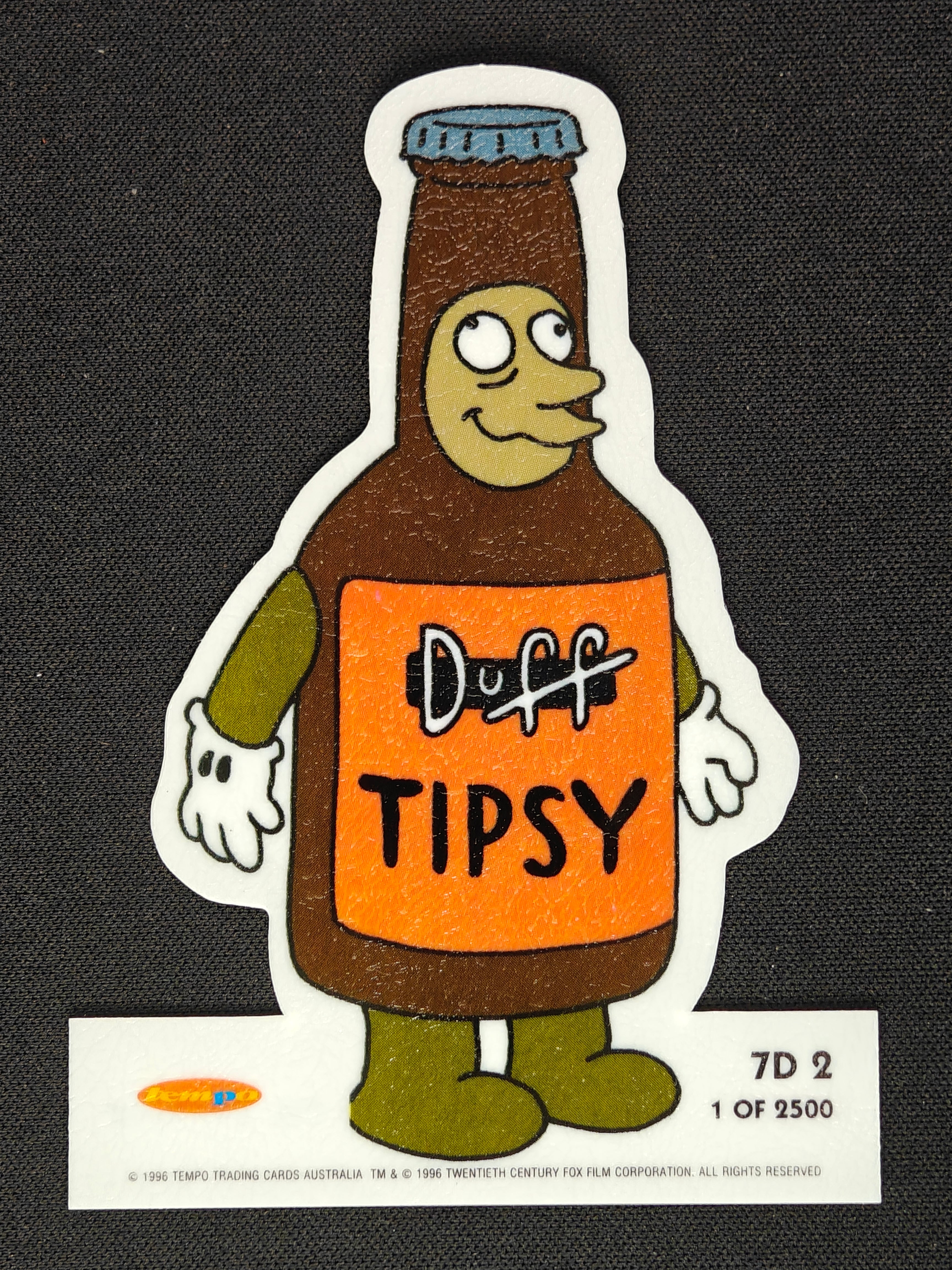 The Simpsons Duff Tipsy Die Cut #7D 2 Tempo Trading cards 1996 Licenced